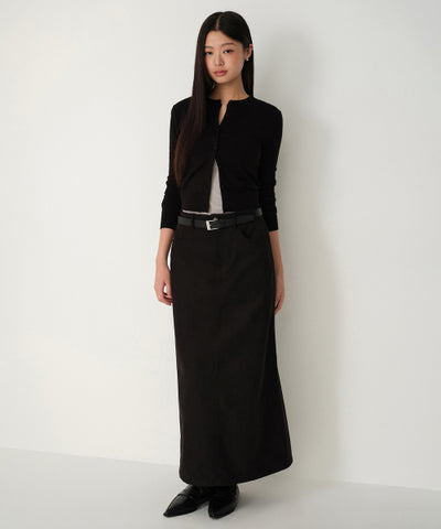MUSINSA STANDARD WOMAN Synthetic Suede Maxi Skirt (Black)