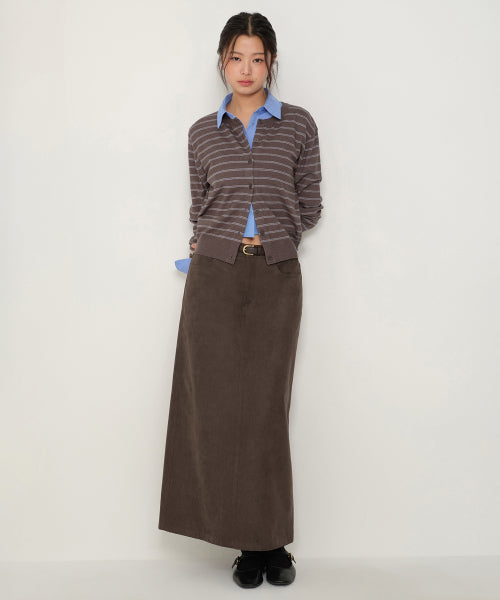 MUSINSA STANDARD WOMAN MUSINSA STANDARD WOMAN Synthetic Suede Maxi Skirt (Brown)