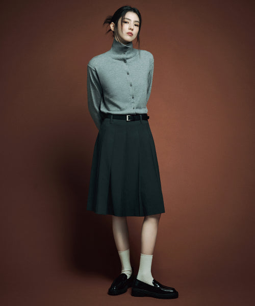 MUSINSA STANDARD WOMAN MUSINSA STANDARD WOMAN Pleated Knee Length Skirt Gray