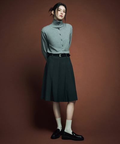MUSINSA STANDARD WOMAN Pleated Knee Length Skirt Gray