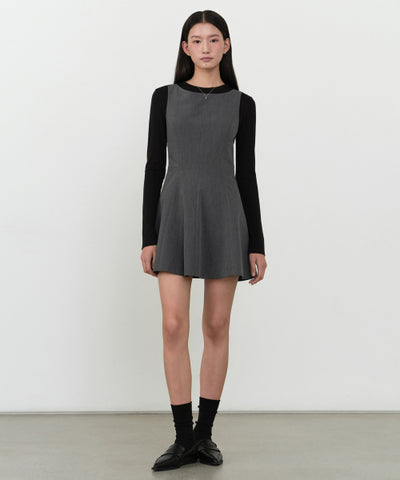 MUSINSA STANDARD WOMAN Women's Flare Mini Dress [Medium Gray]