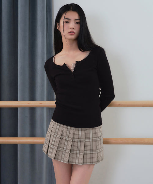 MUSINSA STANDARD WOMAN MUSINSA STANDARD WOMAN Women's Check Pleated Mini Skirt [Medium Gray]
