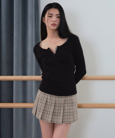 MUSINSA STANDARD WOMAN Women's Check Pleated Mini Skirt [Medium Gray]