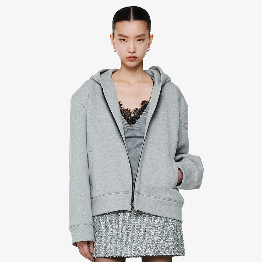 YCH ZIP-UP COTTON HOODIE GREY (F24OT0121GY)