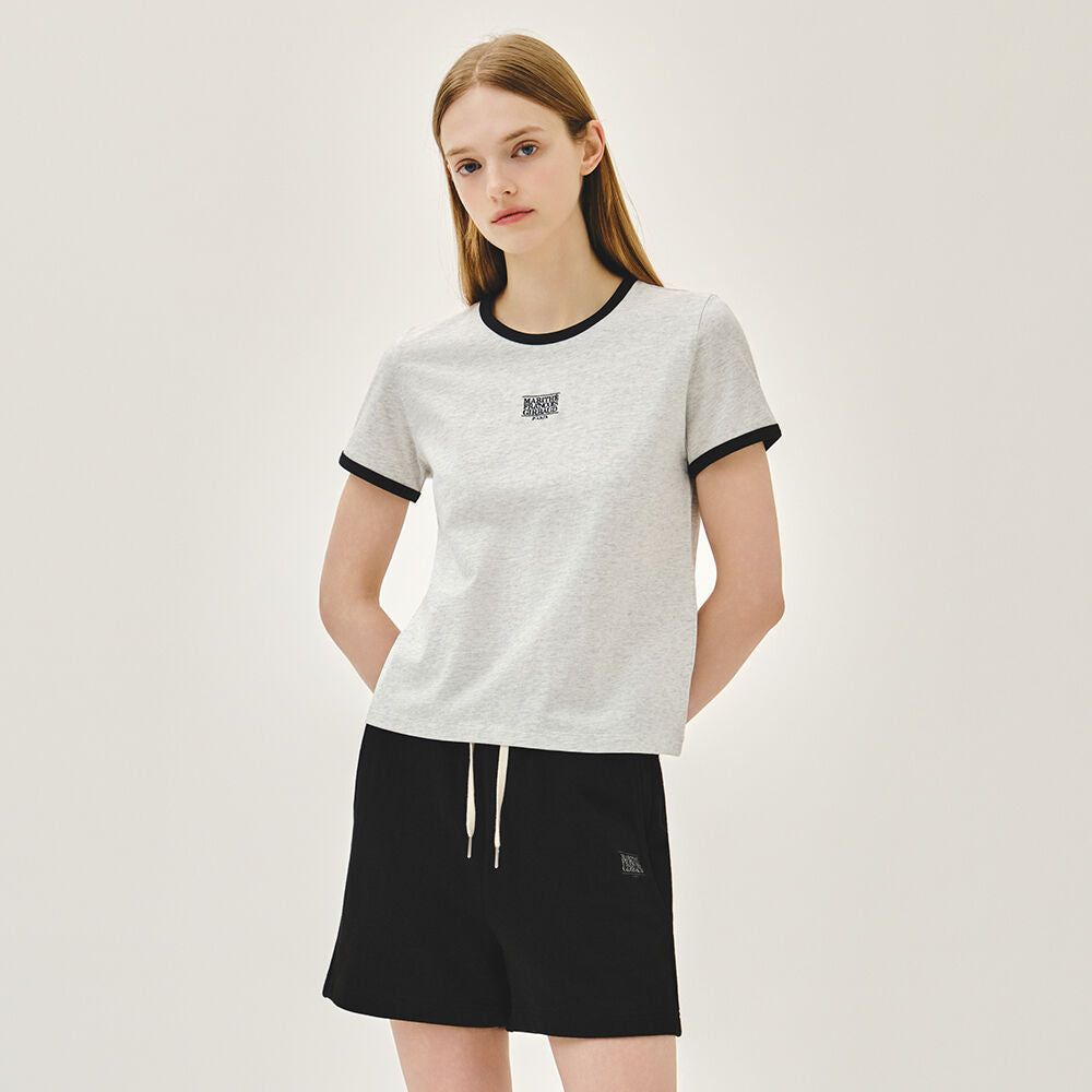 MARITHÉ+FRANҪOIS GIRBAUD W CLASSIC LOGO RINGER TEE light heather gray