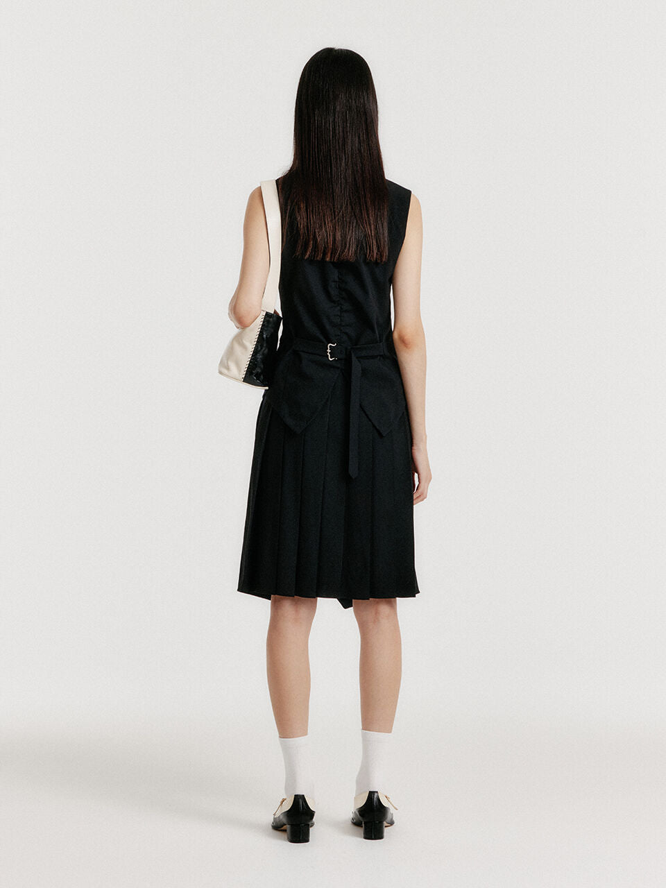 EENK [Lee Hyori wearing] YULIN Layered Vest Dress - Navy/Black