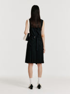 EENK [Lee Hyori wearing] YULIN Layered Vest Dress - Navy/Black