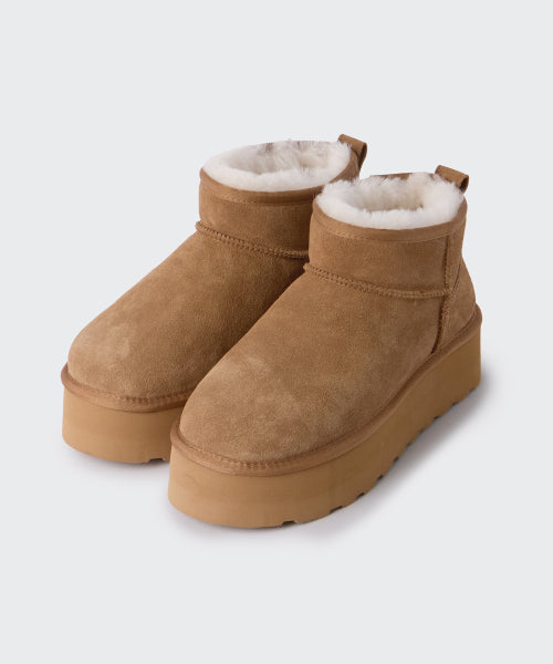 MUSINSA STANDARD WOMAN MUSINSA STANDARD WOMAN Winter Pug Platform Short Boots (Light Brown)