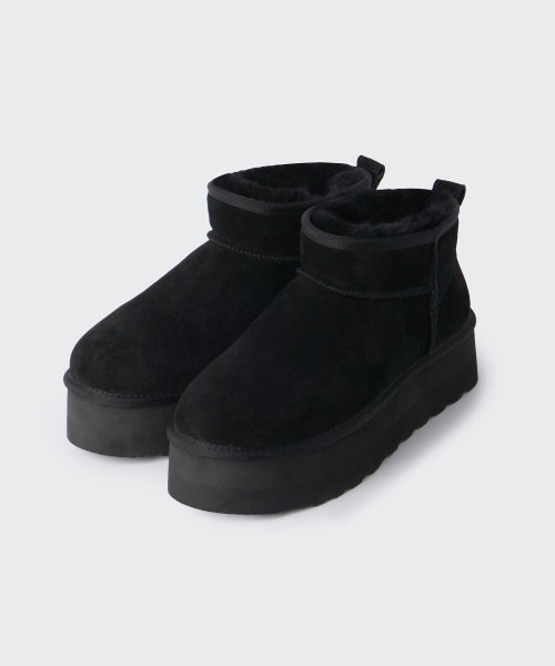 MUSINSA STANDARD WOMAN MUSINSA STANDARD WOMAN Winter Pug Platform Short Boots (Black)