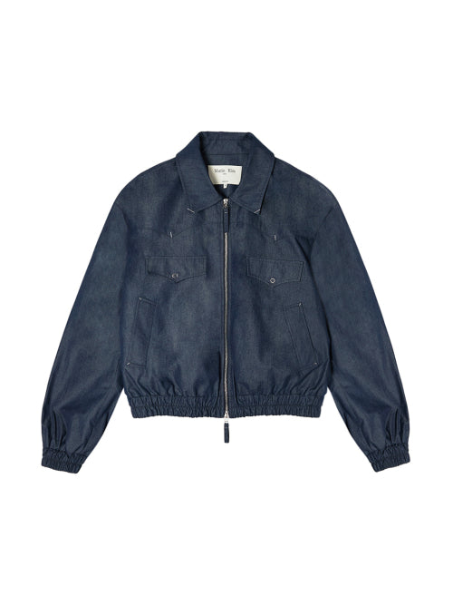 MATIN KIM MATIN KIM Western Detail Denim Like Blouson in Navy