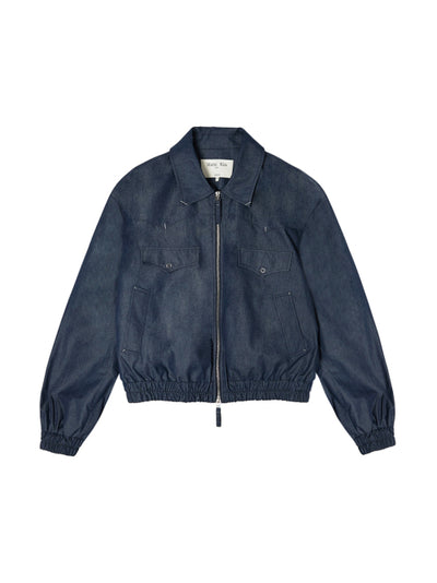 MATIN KIM Western Detail Denim Like Blouson in Navy