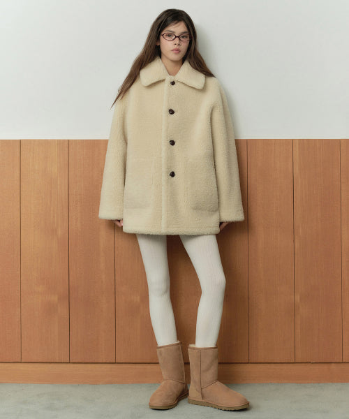MUSINSA STANDARD WOMAN MUSINSA STANDARD WOMAN Women's Reversible Synthetic Suede Shearling Half Coat (Size M)