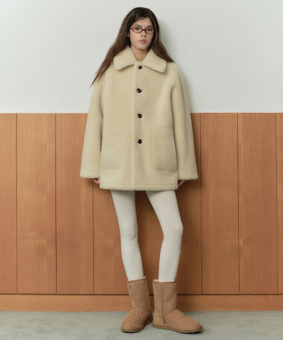 MUSINSA STANDARD WOMAN Women's Reversible Synthetic Suede Shearling Half Coat (Size M)