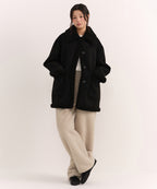 MUSINSA STANDARD WOMAN MUSINSA STANDARD WOMAN Reversible Synthetic Suede Shearling Half Coat (Size M)