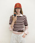 MIXXO MIXXO Knitwear Striped Short Sleeve Pullover