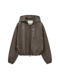 MATIN KIM MATIN KIM Faux Leather Hoody Crop Jumper