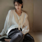 MEMUA Shallon tie blouse (cream ivory)