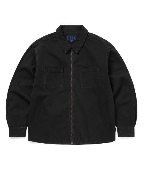 THISISNEVERTHAT THISISNEVERTHAT Washed Denim Zip Shirt Black