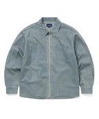 THISISNEVERTHAT THISISNEVERTHAT Washed Denim Zip Shirt Washed Blue