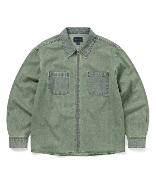 THISISNEVERTHAT THISISNEVERTHAT Washed Denim Zip Shirt Size