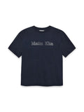 MATIN KIM MATIN KIM Vintage Logo Graphic Top in Navy