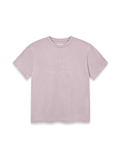 MATIN KIM MATIN KIM Doodle Logo Graphic Top in Lilac