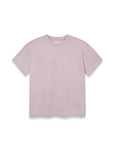 MATIN KIM Doodle Logo Graphic Top in Lilac