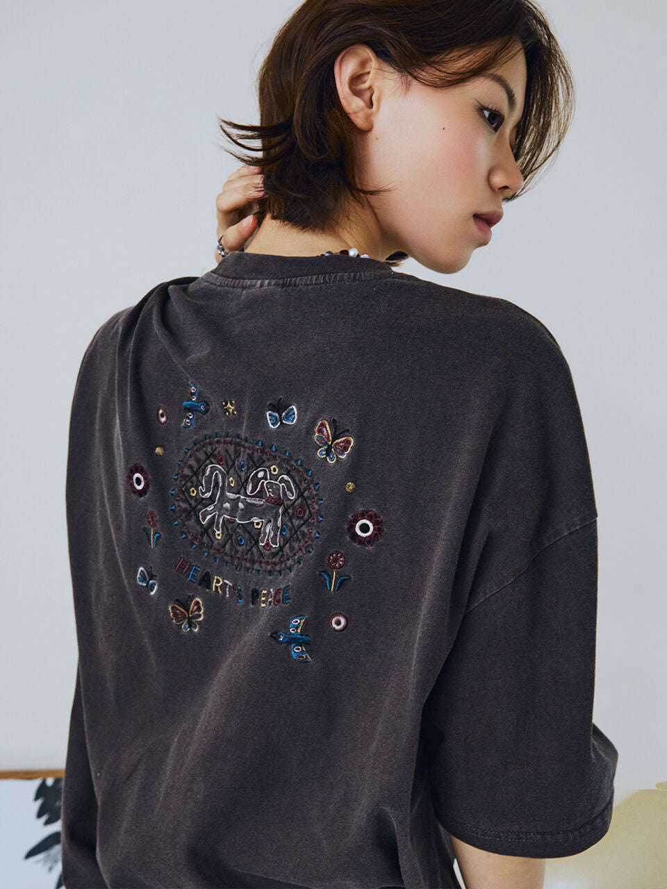 CPGN Garden Peace Pigment Short Sleeve T-Shirt Brown