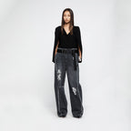 YCH BELTED DESTROYED DENIM GREY (R25DB8021GY)