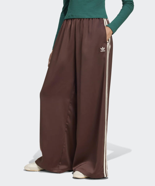 ADIDAS ADIDAS Satin Wide Leg Track Pants - Brown:Cream White