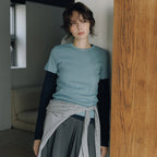 HUNCH Ribbed Incision Slim Tee (3color)
