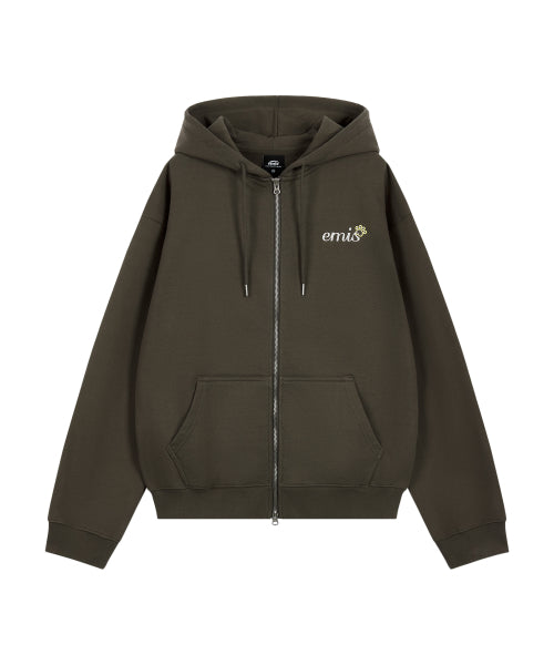 EMIS LETTERING LOGO ZIP UP HOODIE_BROWN