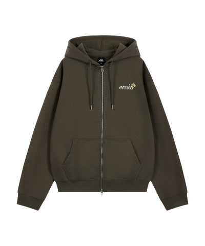 LETTERING LOGO ZIP UP HOODIE_BROWN