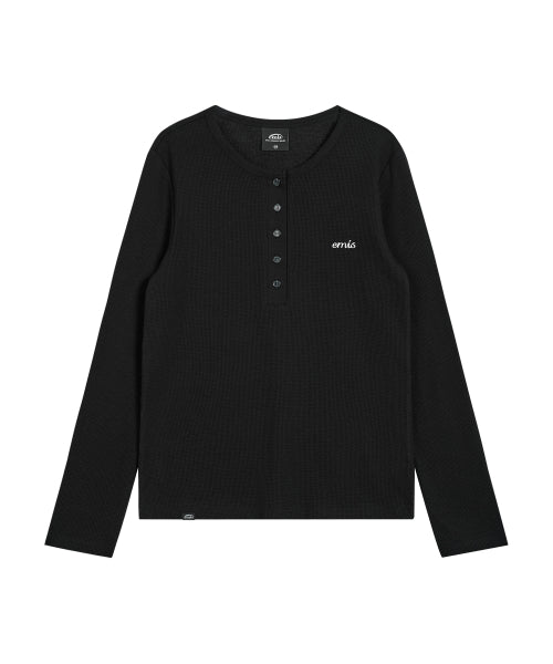 EMIS HENLEY NECK T-SHIRT-BLACK
