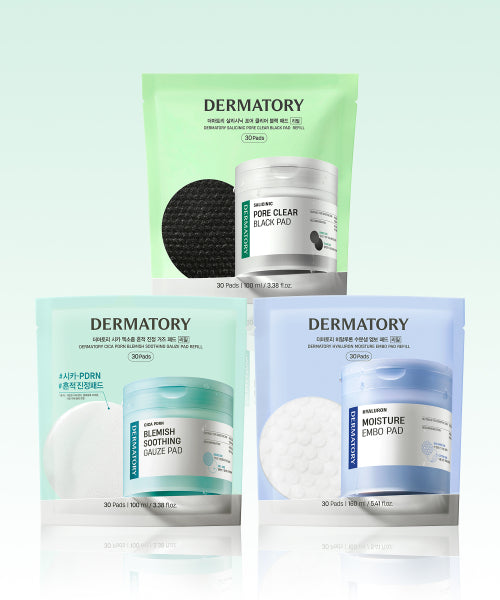 DERMATORY [2+1] 30 Dermatory pad refills (moisture gland embossed, soothing gauze, clear black)