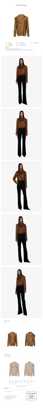 YCH SCARF-DETAILED BLOUSE BROWN (F24BL3032BR)