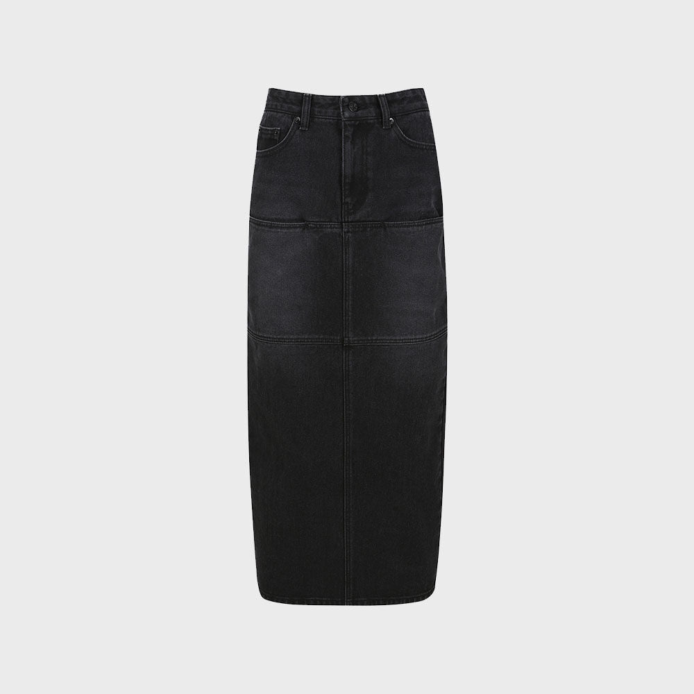 YCH MIDI DENIM SKIRT SLATE (F23DB710SL)
