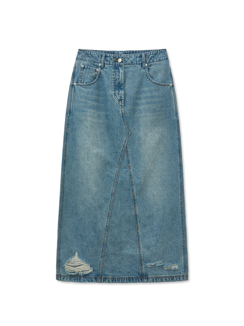 MATIN KIM MATIN KIM DAMAGE POINT LONG DENIM SKIRT