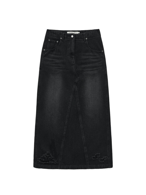 MATIN KIM MATIN KIM DAMAGE POINT LONG DENIM SKIRT