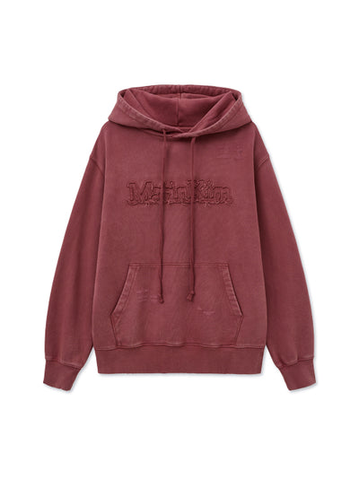 MATIN KIM Vintage Color Dying Logo Hoody in Red