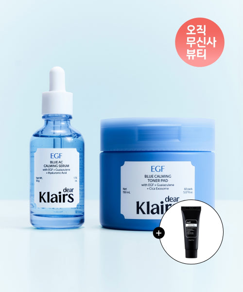 KLAIRS [Calming Cream 20g Free] EGF Blue Calming Toner Pad + EGF Blue AC Calming Serum