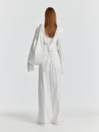 EENK YERI Side-slit Lace-trim Pants - White