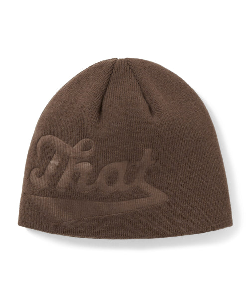 THISISNEVERTHAT THISISNEVERTHAT Debossed That No Cuff Beanie Brown