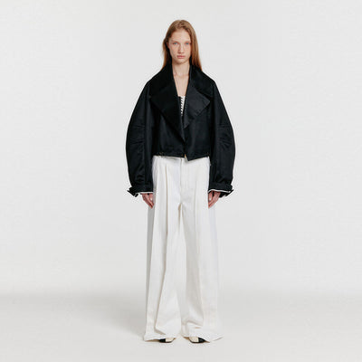YURINA Pleated Denim Pants - White