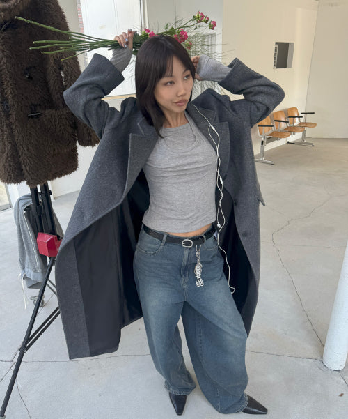 MIXXO MIXXO Wool Blended Single Long Coat (C)