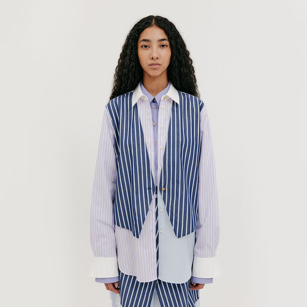 EENK Vest Layered Shirt - Lavender Multi