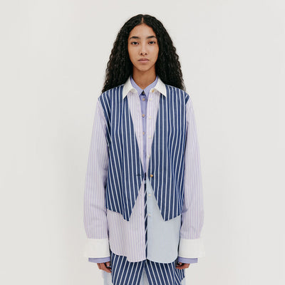 Vest Layered Shirt - Lavender Multi