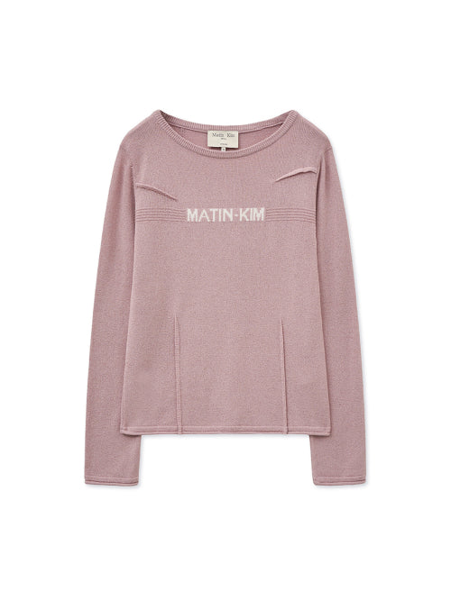 MATIN KIM MATIN KIM Glitter Slim Logo Knit Top (Size M)