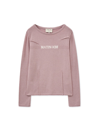 MATIN KIM Glitter Slim Logo Knit Top (Size M)