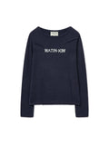 MATIN KIM MATIN KIM GLITTER SLIM LOGO KNIT TOP in SIZE M